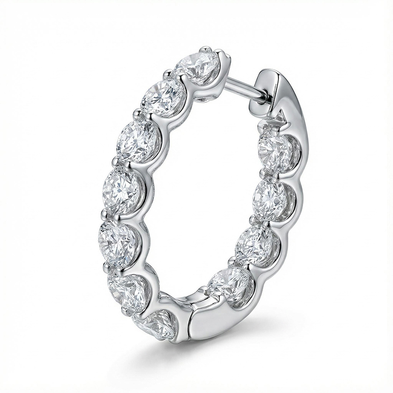 Round Cut Oval-shape Hoop Earrings