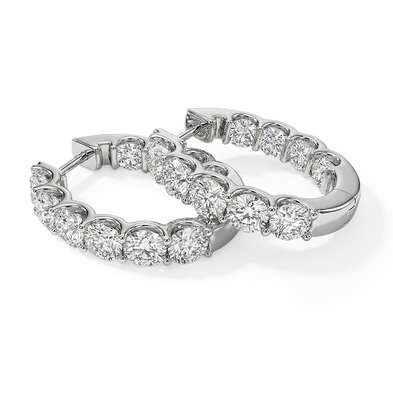 Round Cut Oval-shape Hoop Earrings