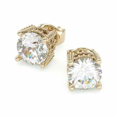 Brilliant Round Cut  Double Halo Stud Earrings