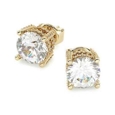 Brilliant Round Cut  Double Halo Stud Earrings