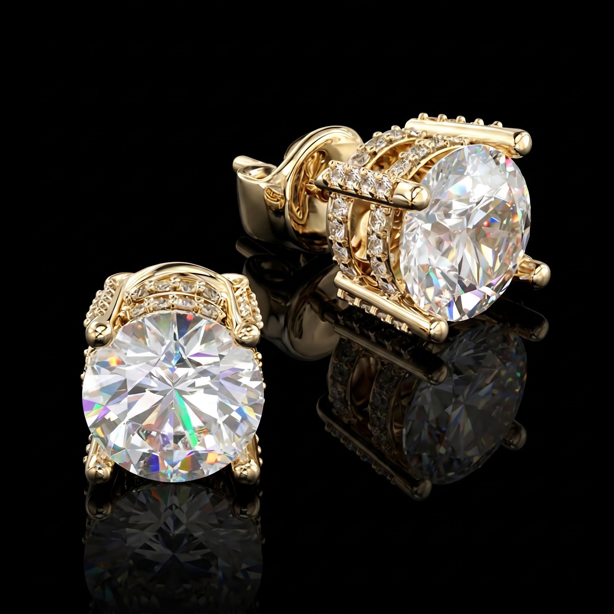 Brilliant Round Cut Double Halo Stud Earrings Brilliant Round Cut Double Halo Stud Earrings