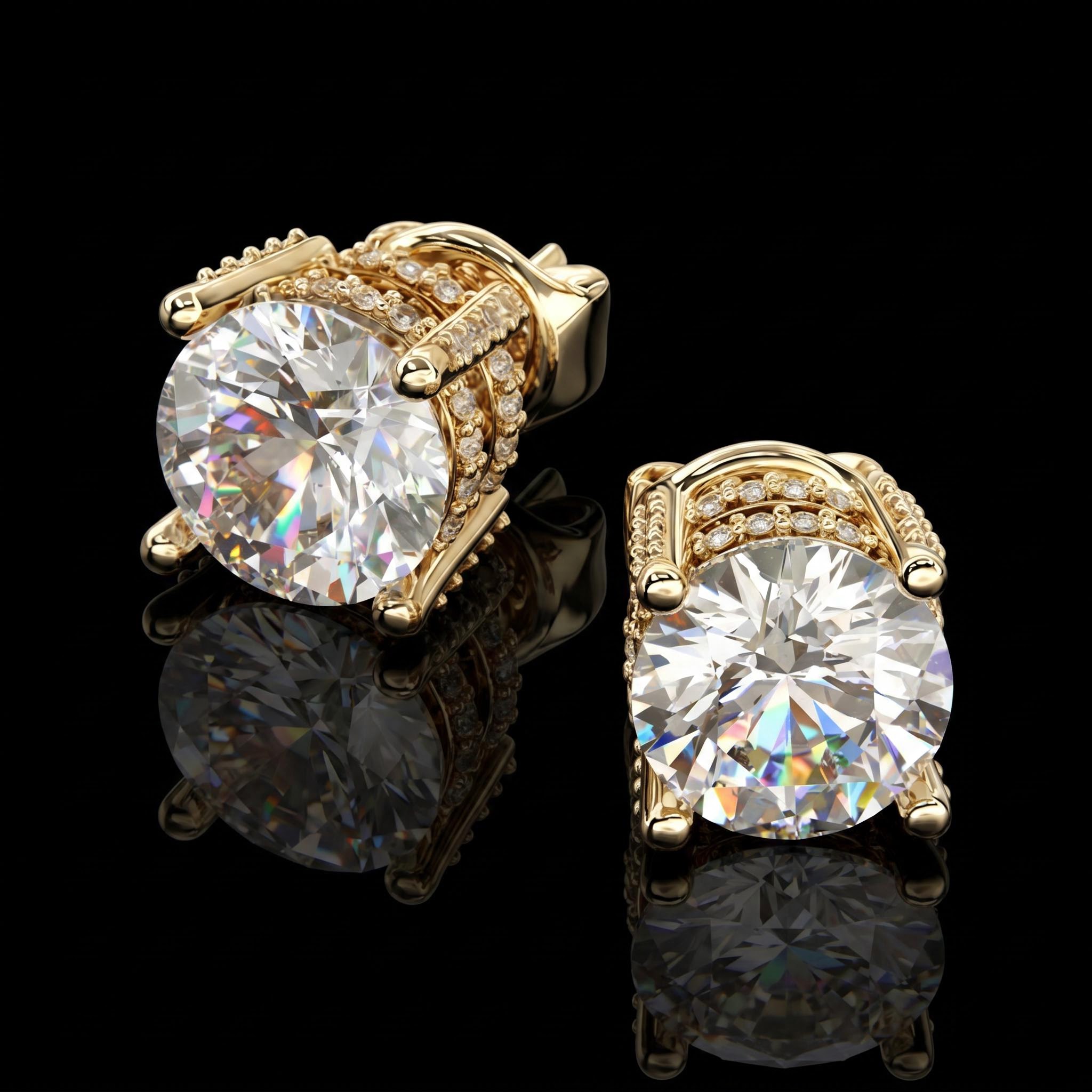Brilliant Round Cut Double Halo Stud Earrings Brilliant Round Cut Double Halo Stud Earrings