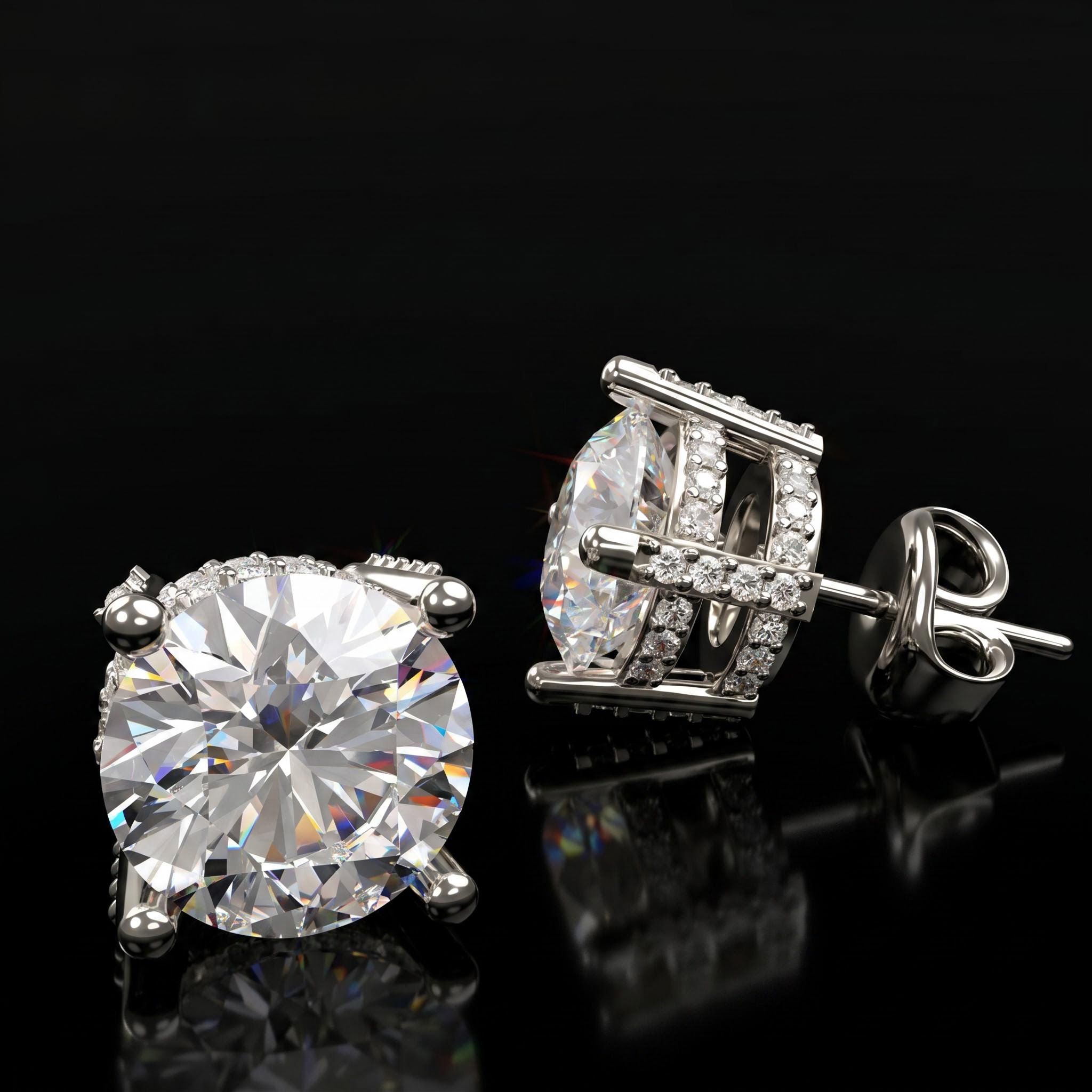Brilliant Round Cut Double Halo Stud Earrings Brilliant Round Cut Double Halo Stud Earrings