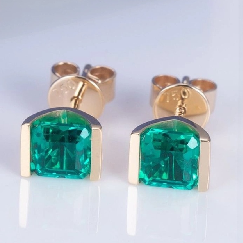 1.3ct Emerald Asscher Cut Stud Earrings