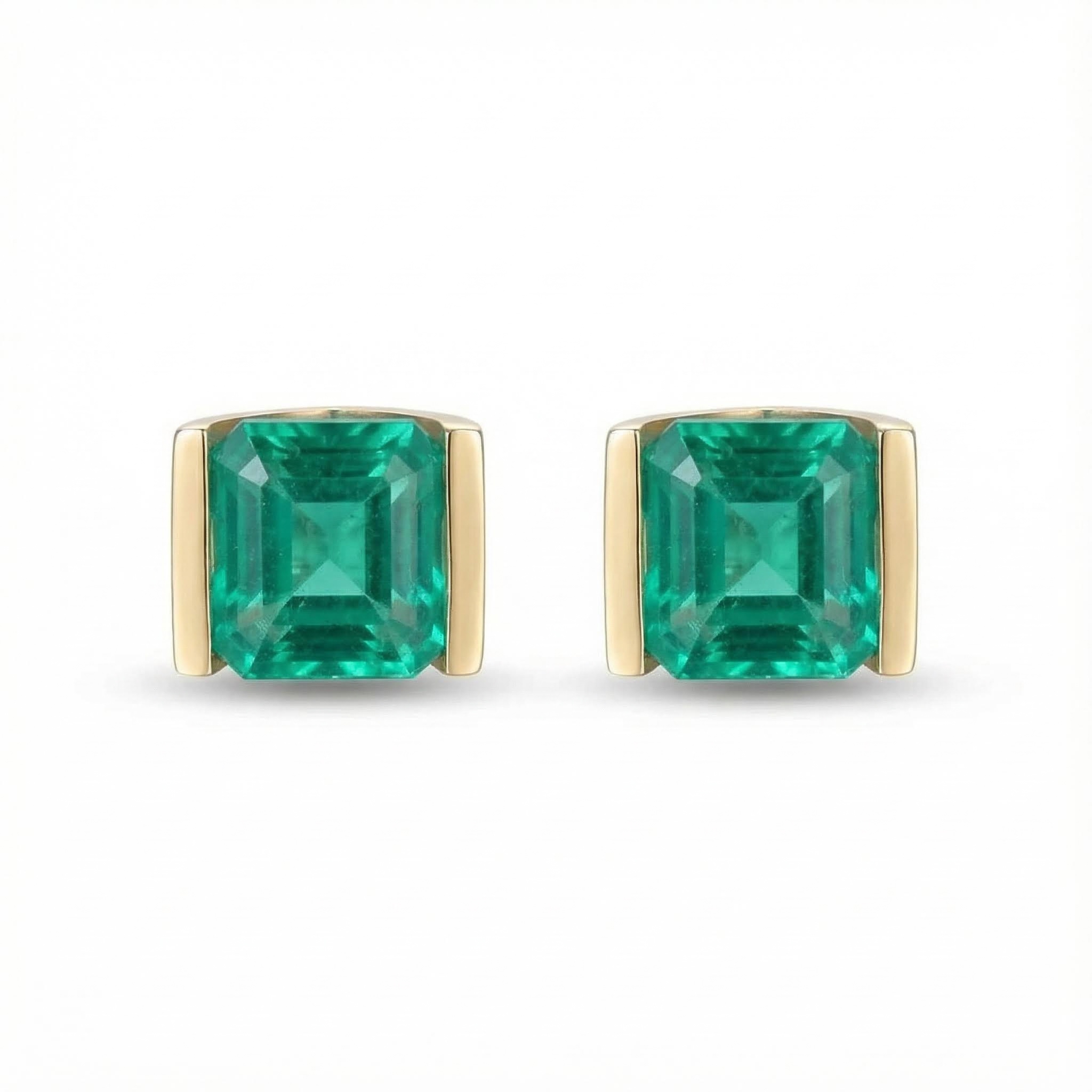 1.3ct Emerald Asscher Cut Stud Earrings