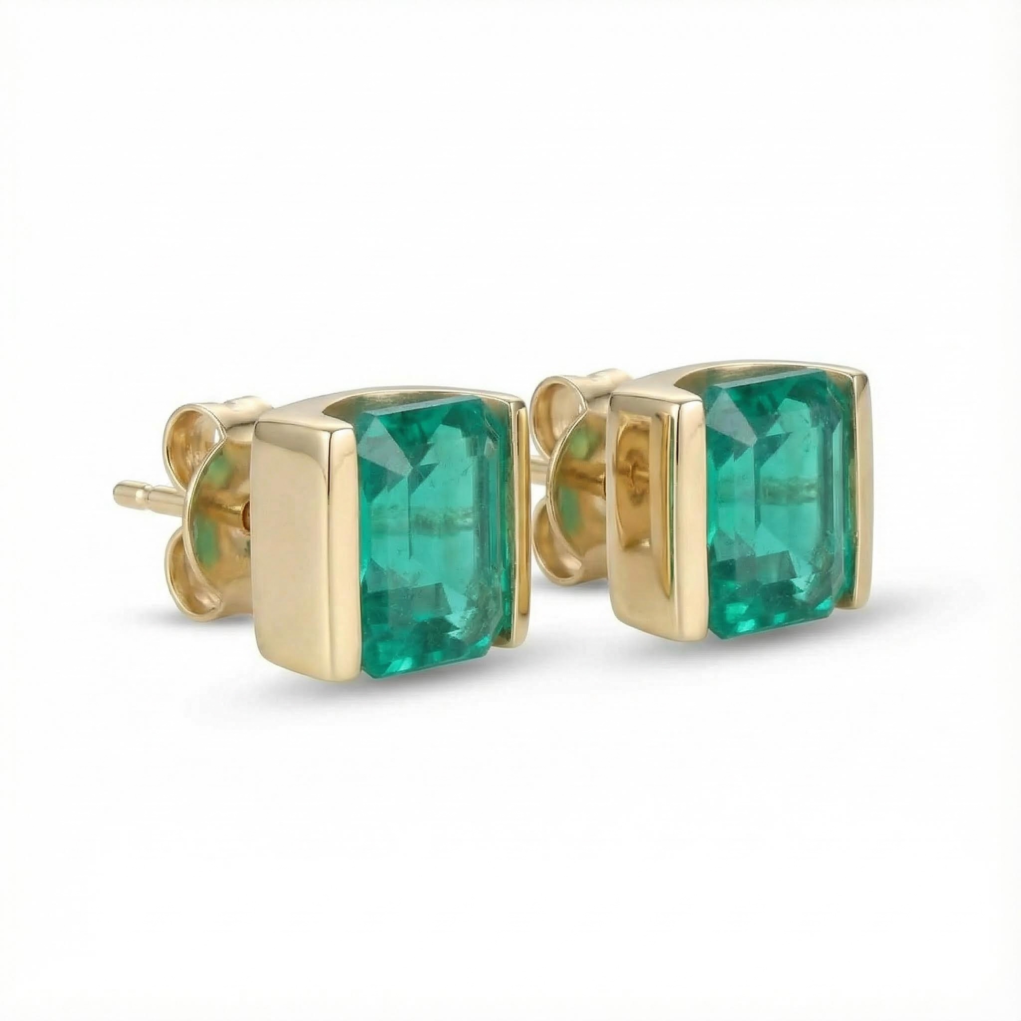 1.3ct Emerald Asscher Cut Stud Earrings