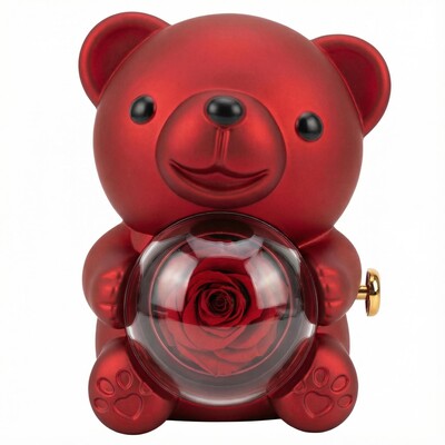 Eternal Rose Charming Teddy Bear Jewelry Gift Box