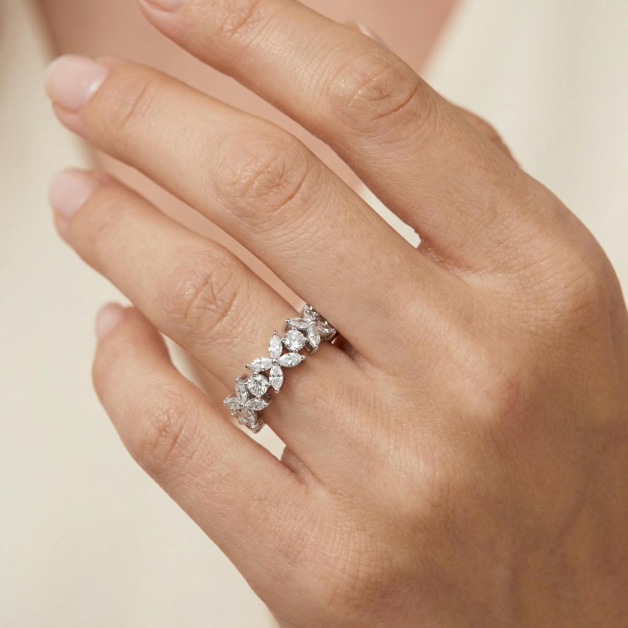 Marquise and Round Cut Flower Band