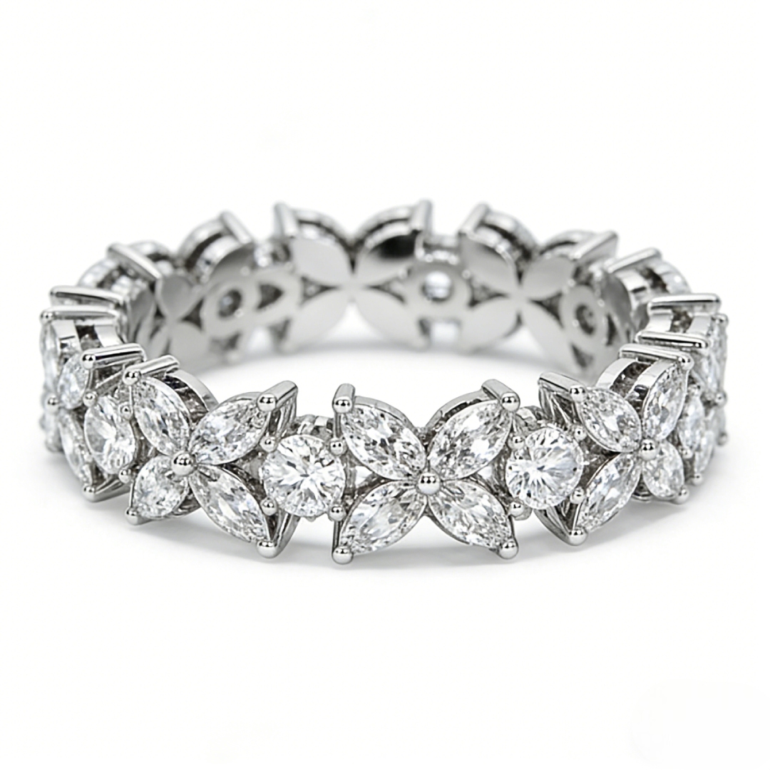 Marquise and Round Cut Flower Band