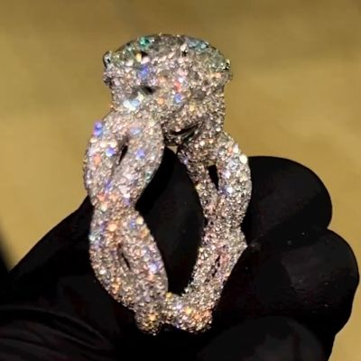 2.5Ct Stunning Micro Paved Twist Diamond Ring