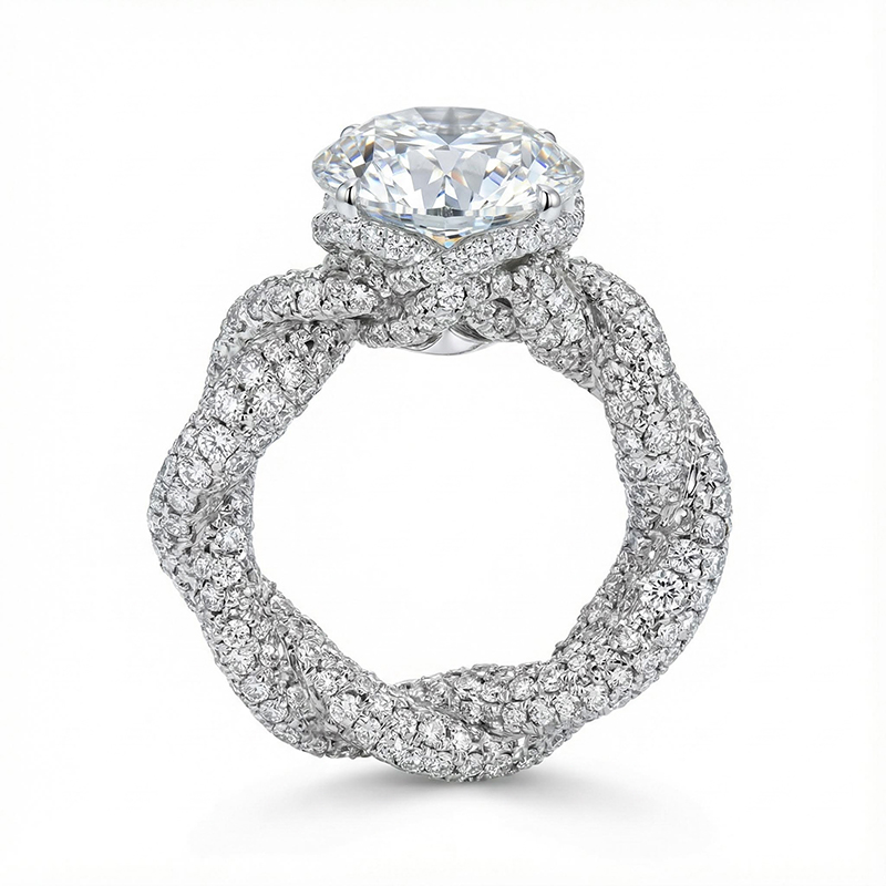 2.5Ct Stunning Micro Paved Twist Diamond Ring