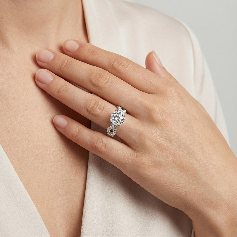 2.5Ct Stunning Micro Paved Twist Diamond Ring