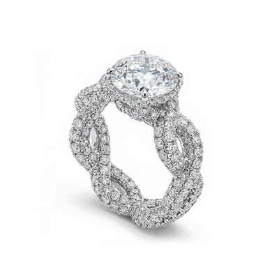 2.5Ct Stunning Micro Paved Twist Diamond Ring