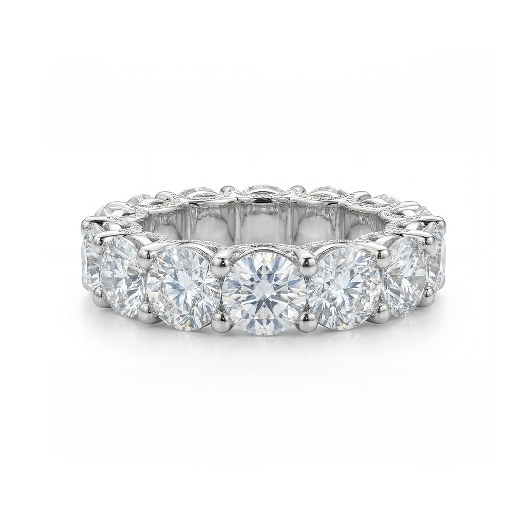 6.9ct TCW Micro Pave Brilliant Round Cut Band