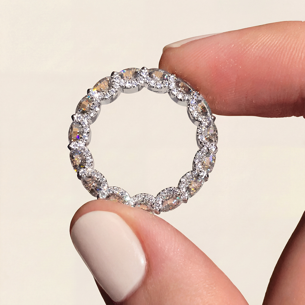 6.9ct TCW Micro Pave Brilliant Round Cut Band