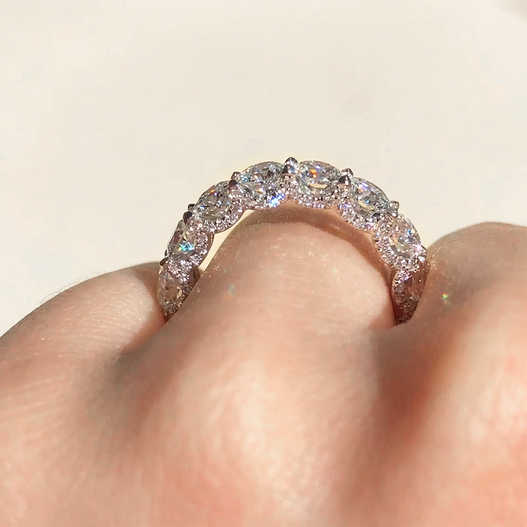 6.9ct TCW Micro Pave Brilliant Round Cut Band