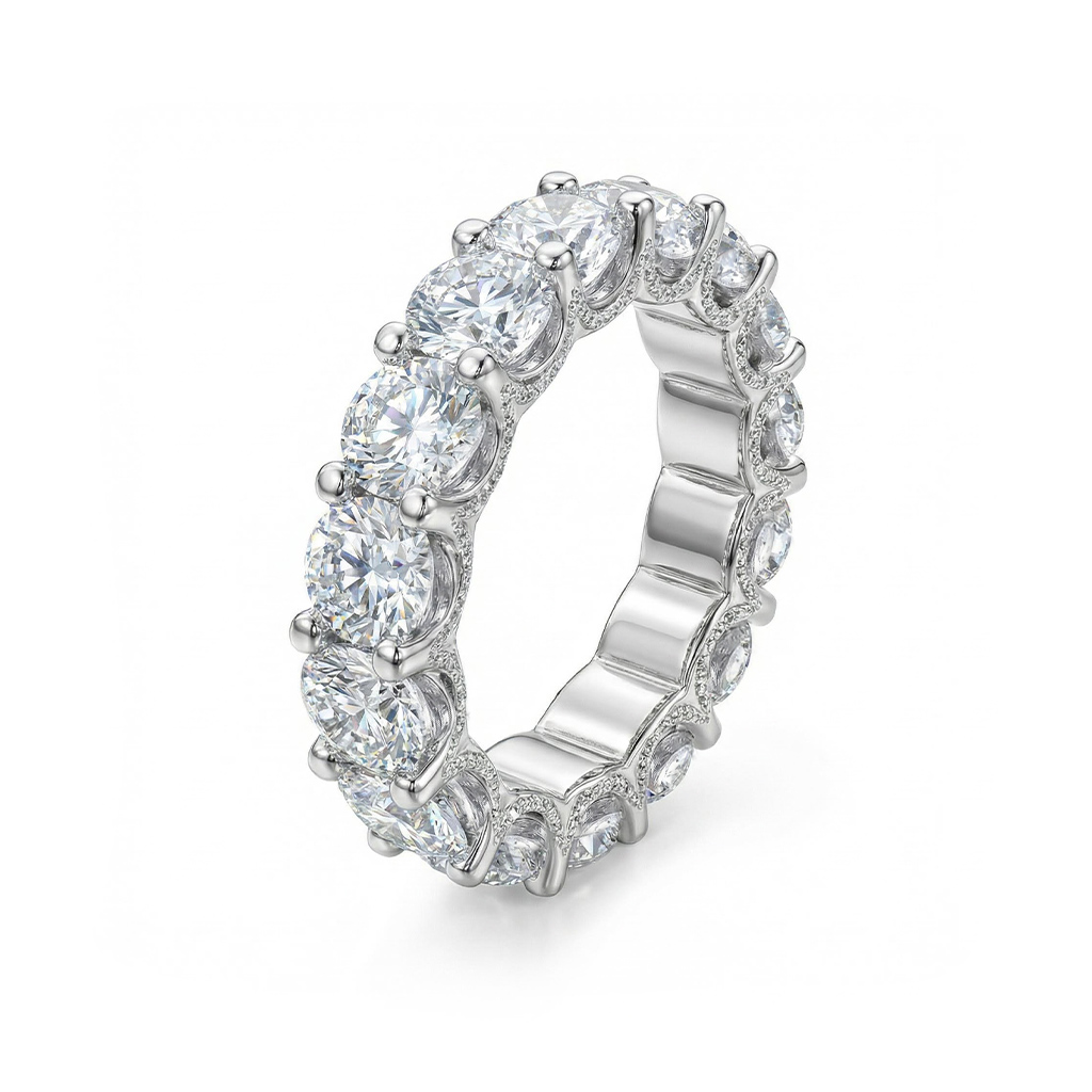 6.9ct TCW Micro Pave Brilliant Round Cut Band