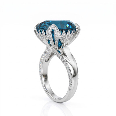 Stunning 5Ct Oval Aquamarine Engagement Ring