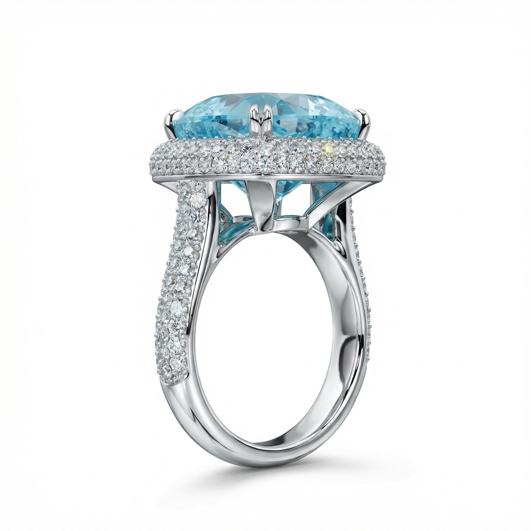 3.5 Ct Cushion Cut Aquamarine Halo Engagement Ring 3.5 Ct Cushion Cut Aquamarine Halo Engagement Ring