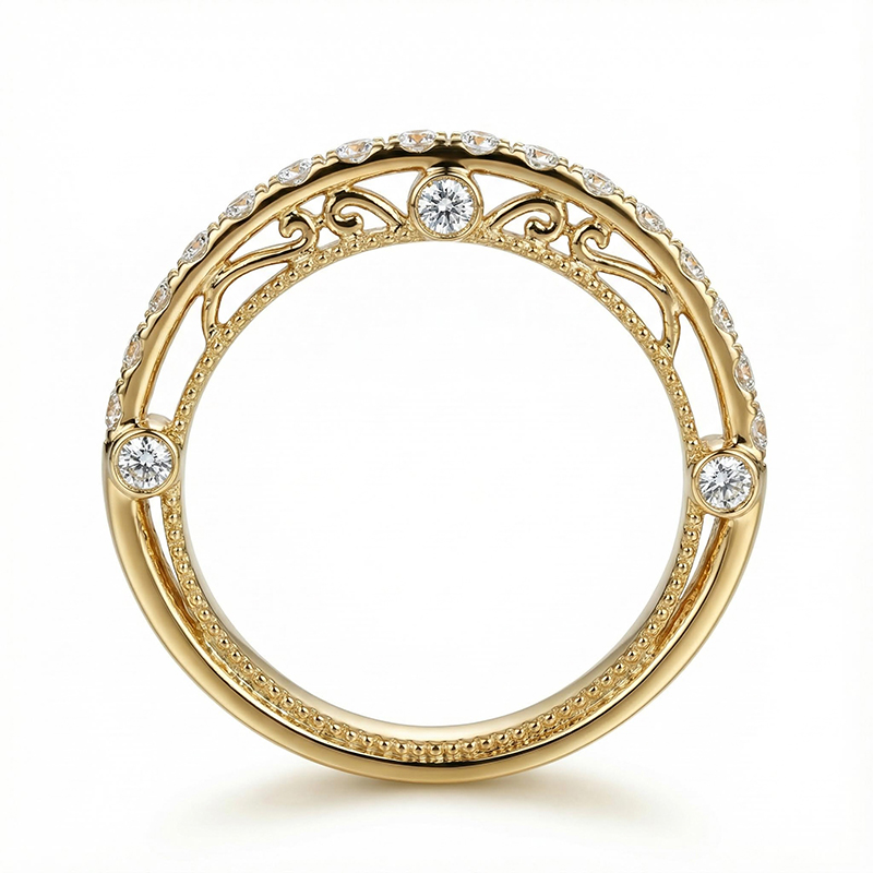 Vintage Patterned Round Cut Wedding Band Vintage Patterned Round Cut Wedding Band