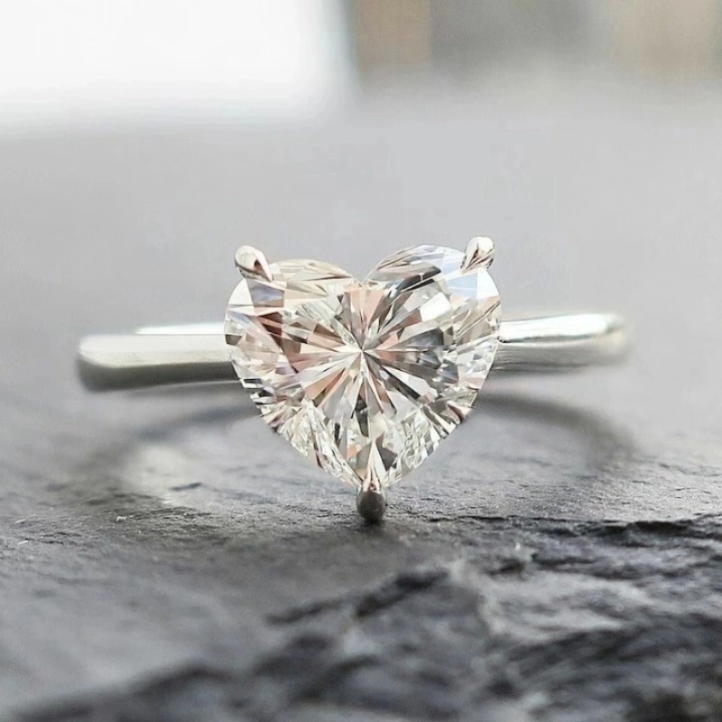 0.5Ct-5Ct Heart Cut Solitaire Engagement Ring