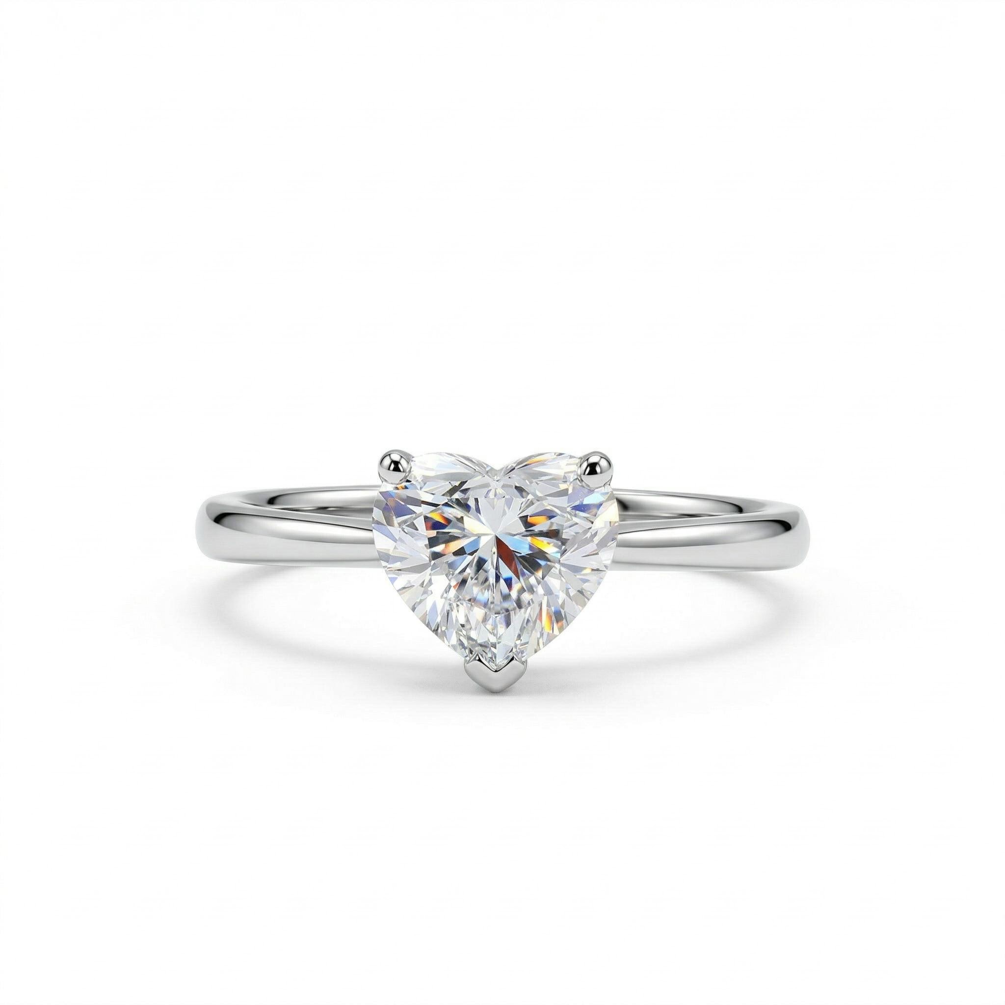 0.5Ct-5Ct Heart Cut Solitaire Engagement Ring