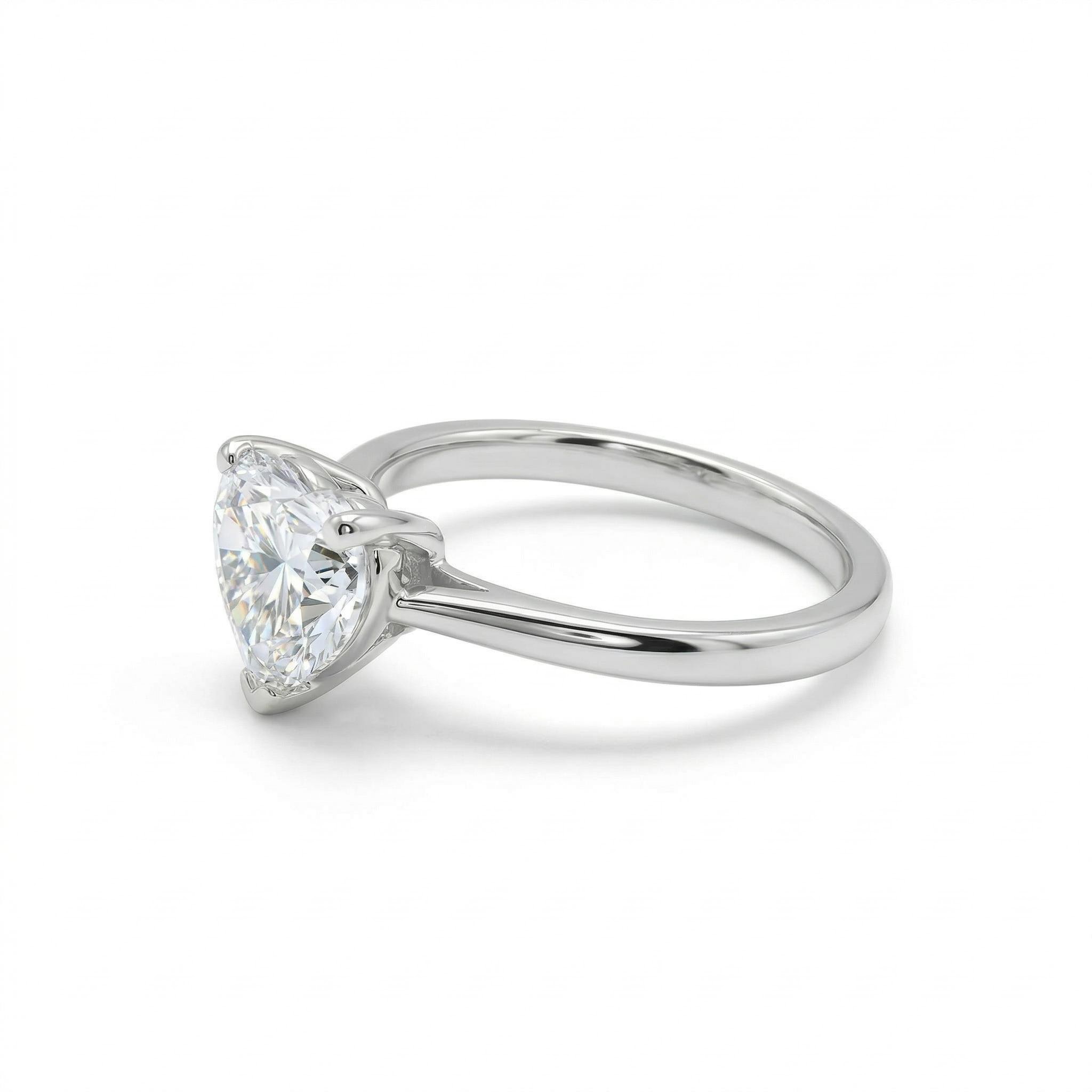 0.5Ct-5Ct Heart Cut Solitaire Engagement Ring