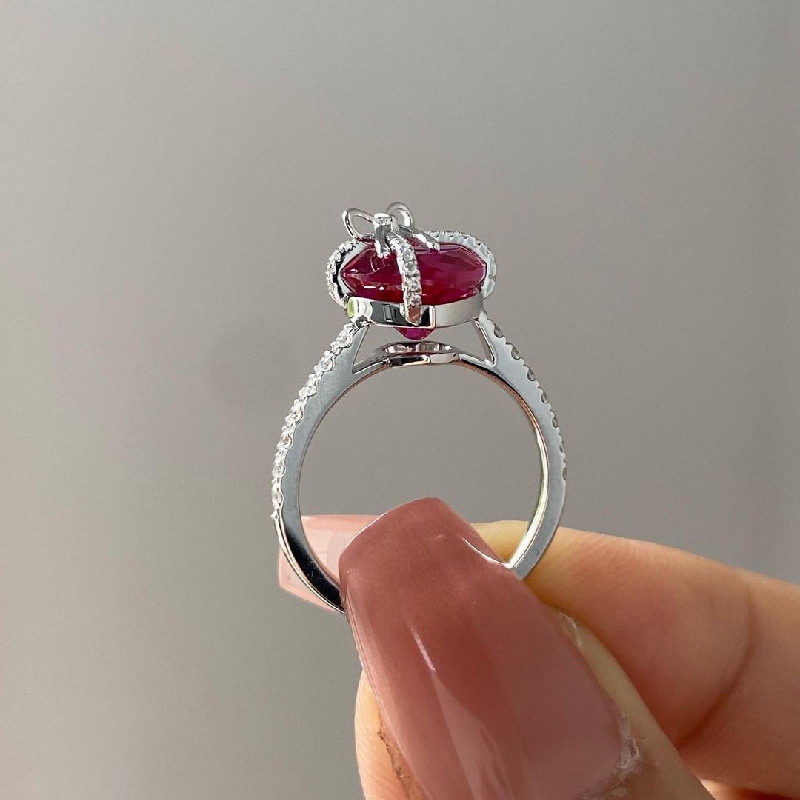 Butterfly Knot Ruby Heart Engagement Ring