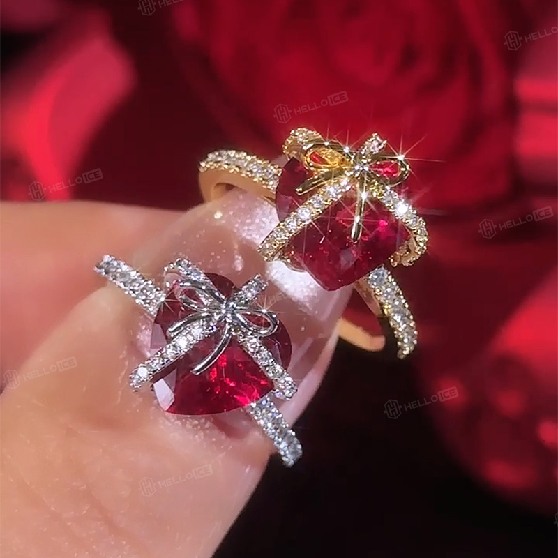 Butterfly Knot Ruby Heart Engagement Ring Butterfly Knot Ruby Heart Engagement Ring