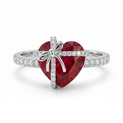 4.34ct. tw. Butterfly Knot Ruby Heart Engagement Ring