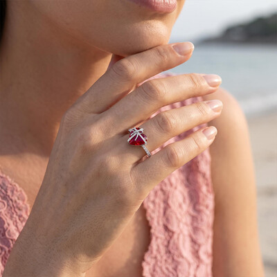 4.34ct. tw. Butterfly Knot Ruby Heart Engagement Ring