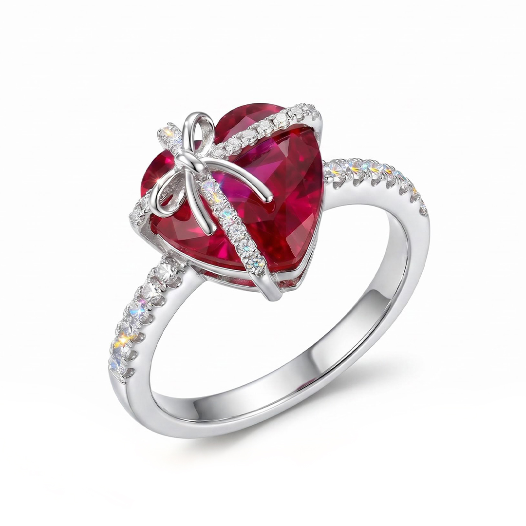 4.34ct. tw. Butterfly Knot Ruby Heart Engagement Ring