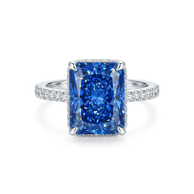 Multi-color Radiant Cut Engagement Ring in Silver