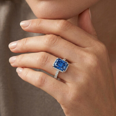 Multi-color Radiant Cut Engagement Ring in Silver