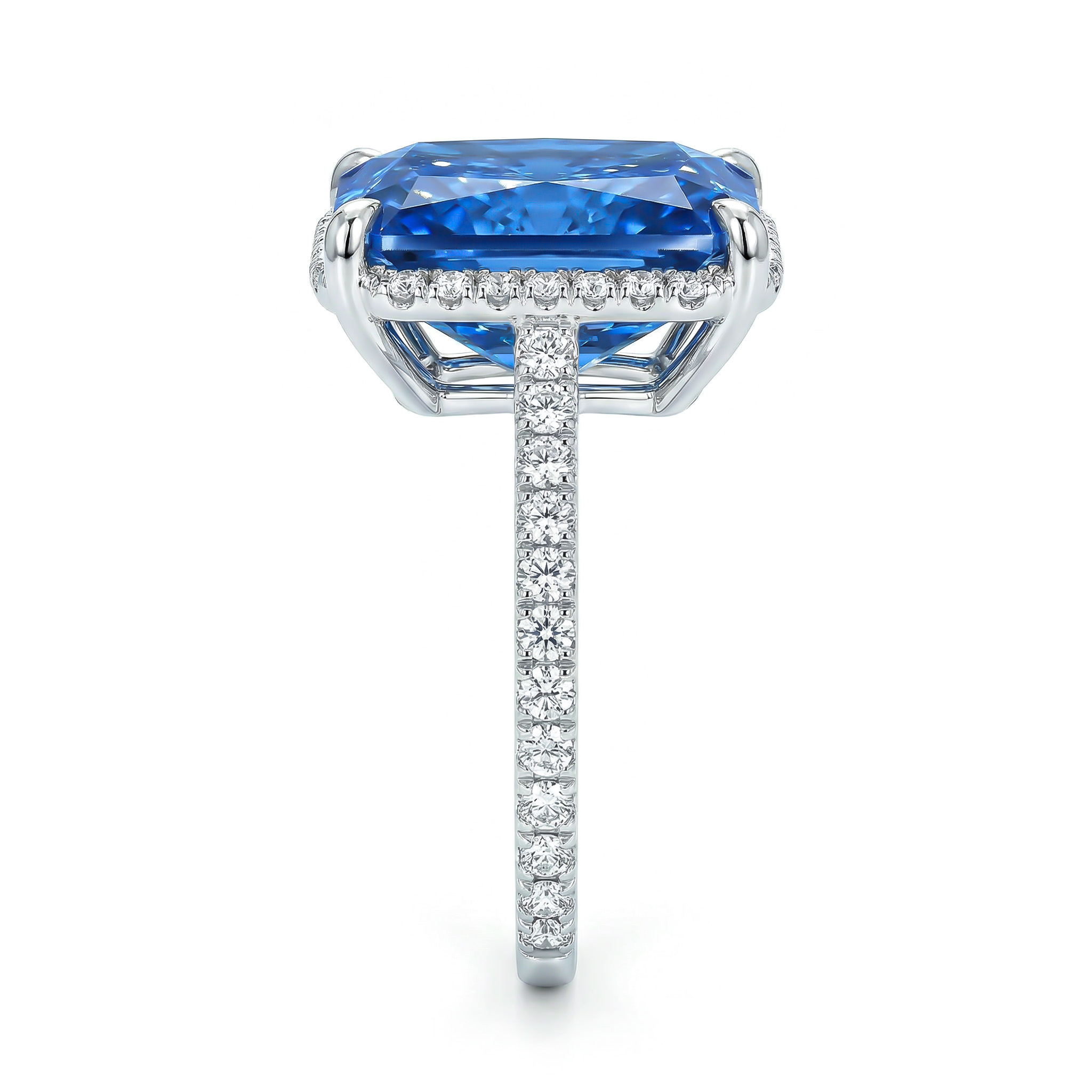 Multi-color Radiant Cut Engagement Ring in Silver