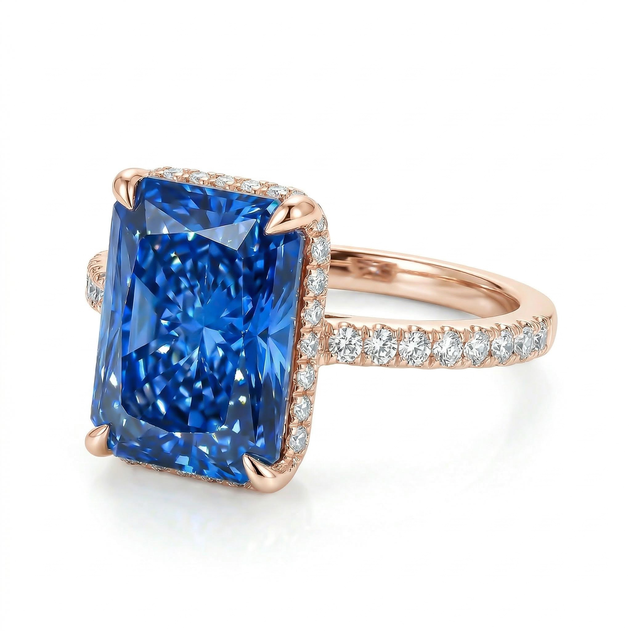 Multi-color Radiant Cut Engagement Ring in Silver