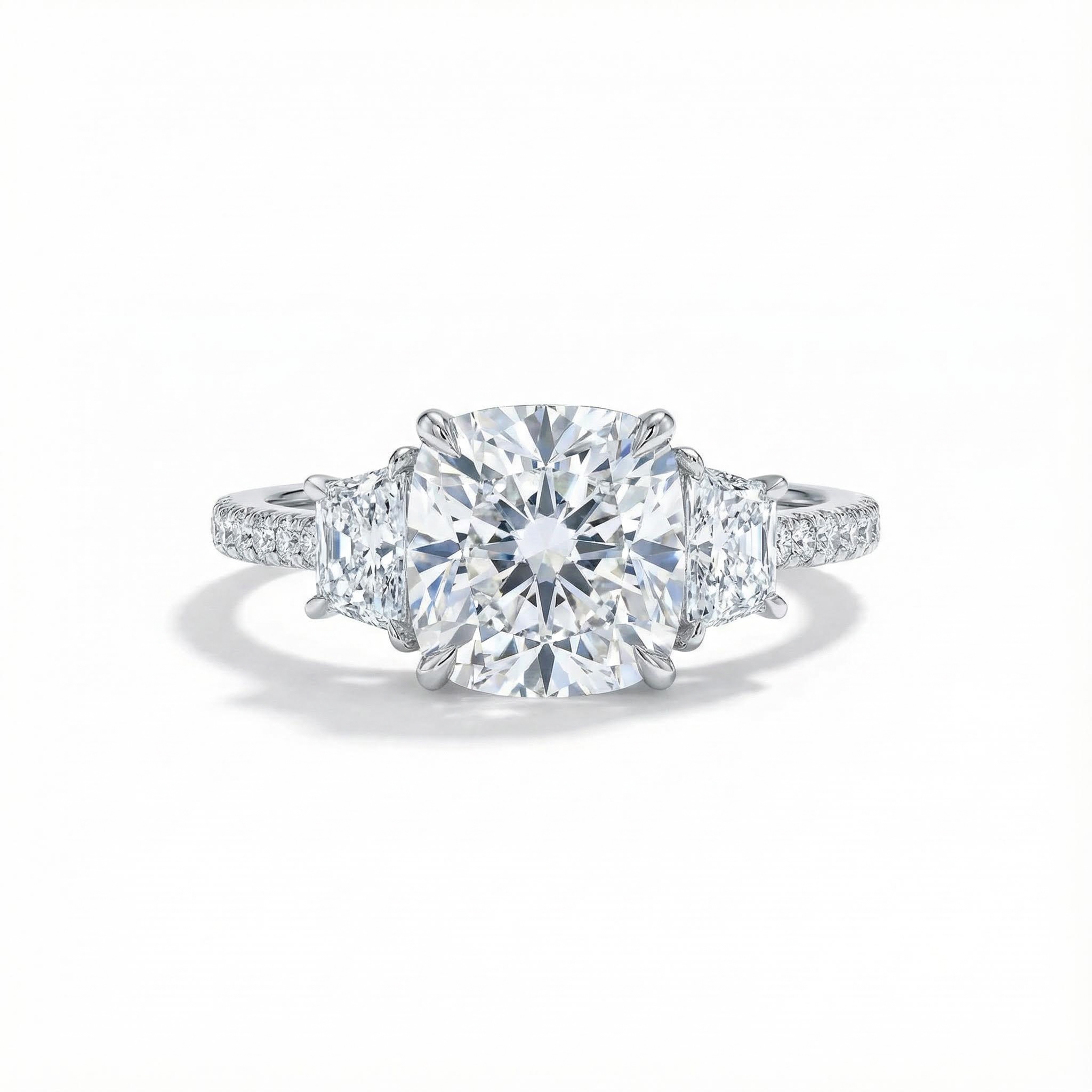 3-stones Cushion Cut Engagement Ring in Silver 3-stones Cushion Cut Engagement Ring in Silver