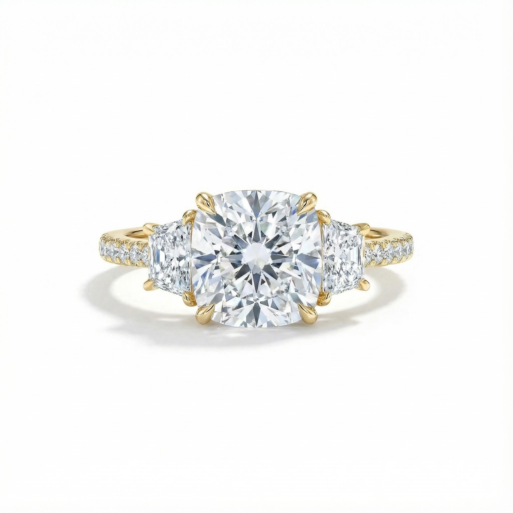 3-stones Cushion Cut Engagement Ring in Silver 3-stones Cushion Cut Engagement Ring in Silver