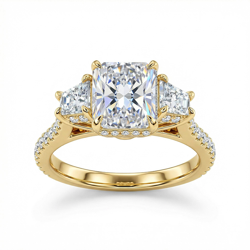 3-stones Cushion Cut Engagement Ring in Silver 3-stones Cushion Cut Engagement Ring in Silver