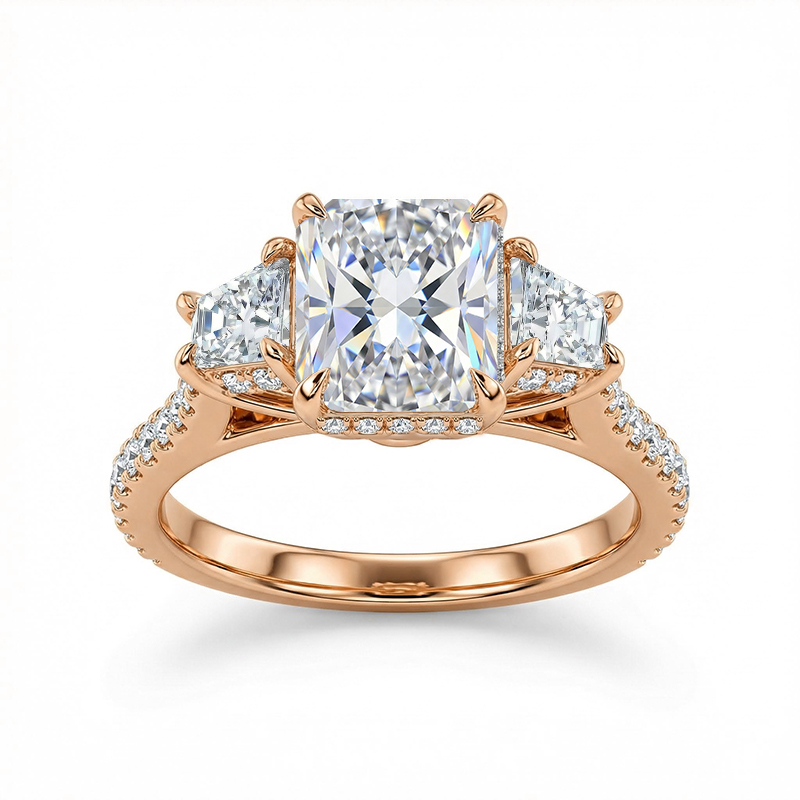 3-stones Cushion Cut Engagement Ring in Silver 3-stones Cushion Cut Engagement Ring in Silver