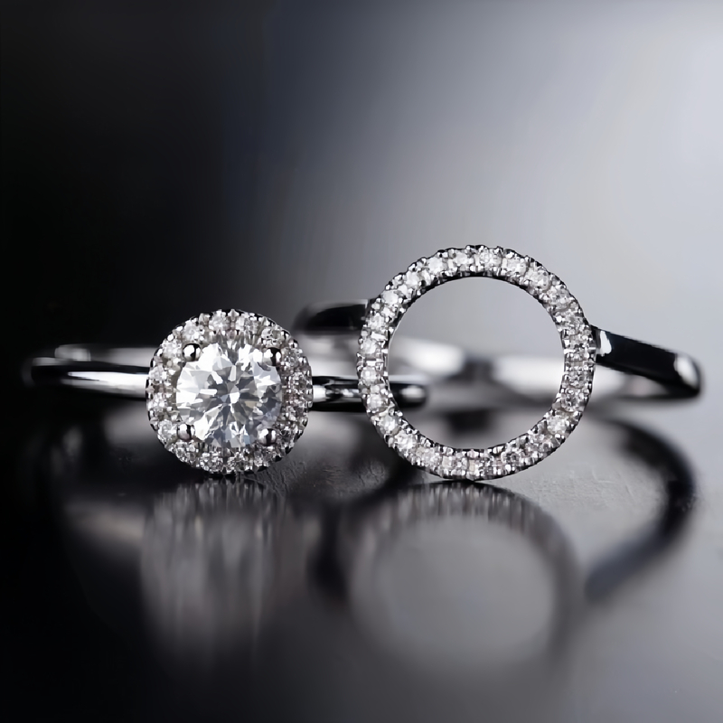 Brilliant Round Cut Halo Wedding Set