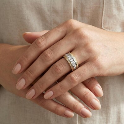 Paved Round Cut Eternity Band