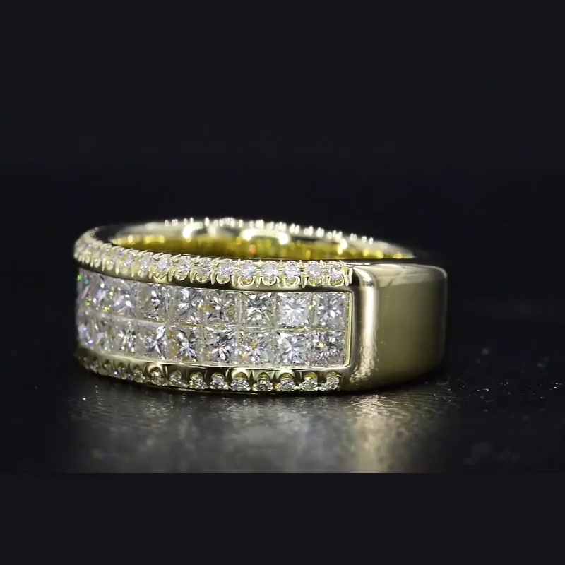 Double Row Princess Cut Band in Gold