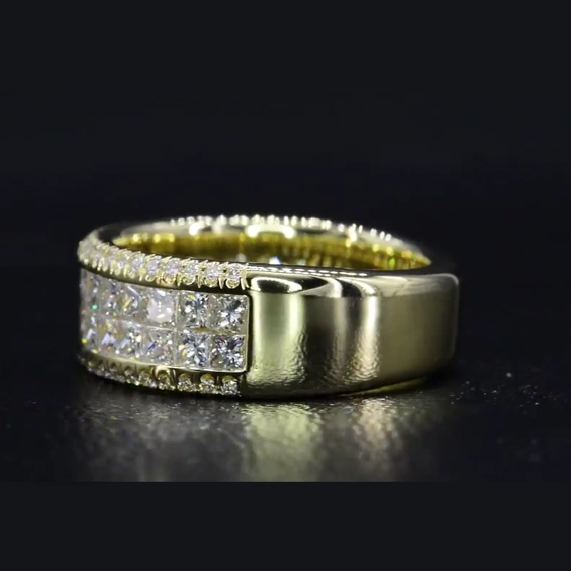 Double Row Princess Cut Band in Gold