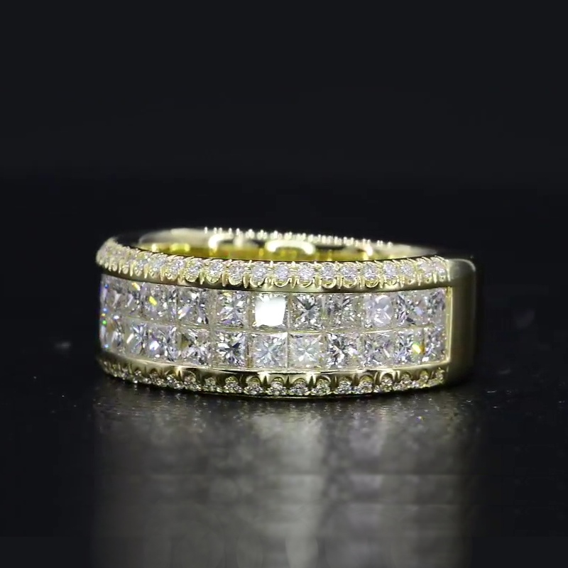 Double Row Princess Cut Band in Gold