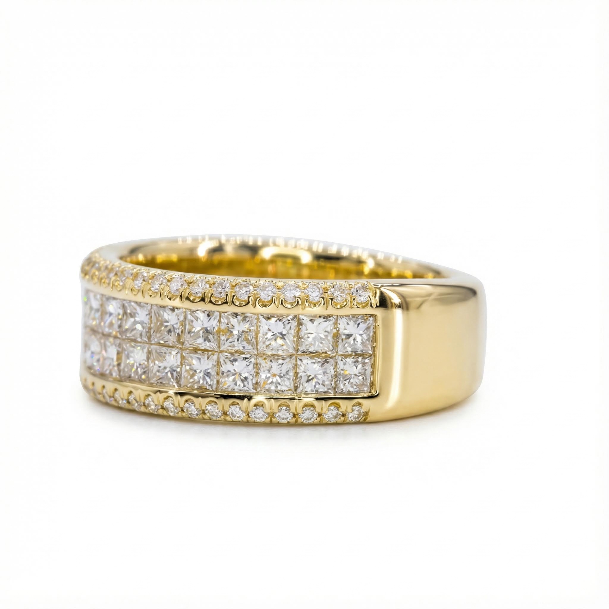 Double Row Princess Cut Band in Gold