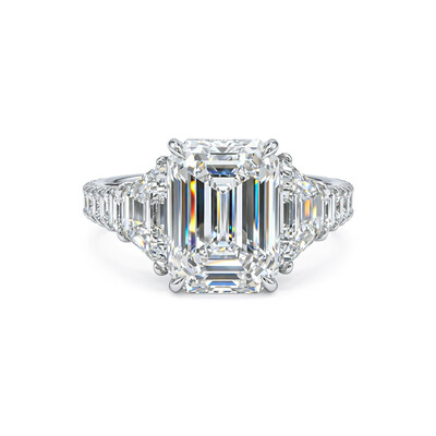 Pave Emerald Cut Diamond Engagement Ring