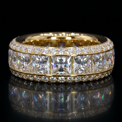 Stunning Princess Cut Halo Eternity Band