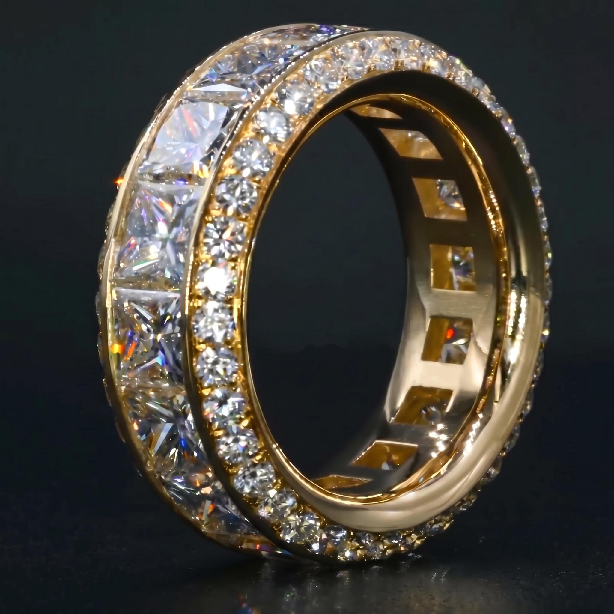 Stunning Princess Cut Halo Eternity Band Stunning Princess Cut Halo Eternity Band