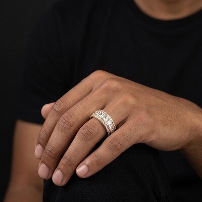 Stunning Princess Cut Halo Eternity Band
